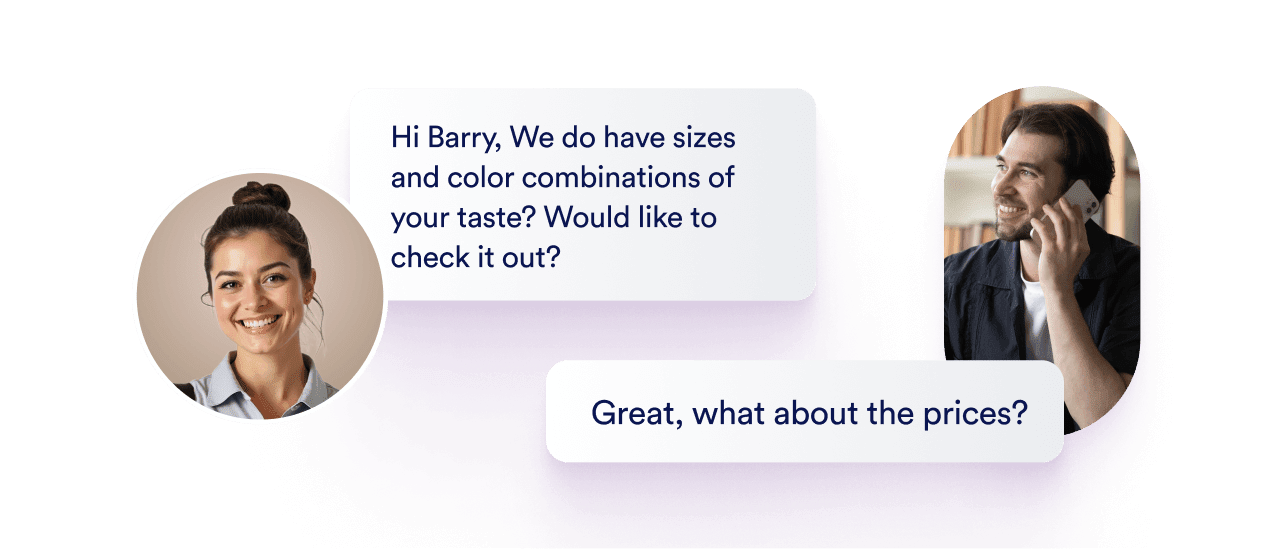 An agent greets a customer