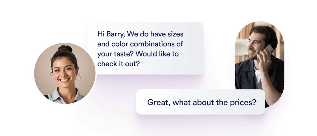 An agent greets a customer