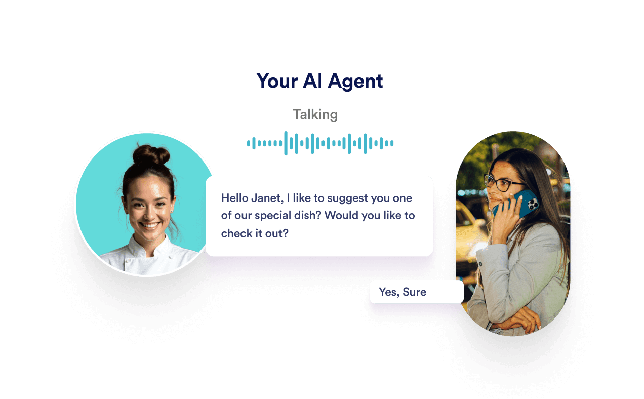An agent asks what meal the customer would like to order