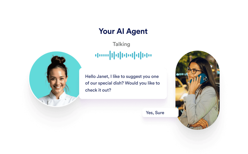 An agent asks what meal the customer would like to order