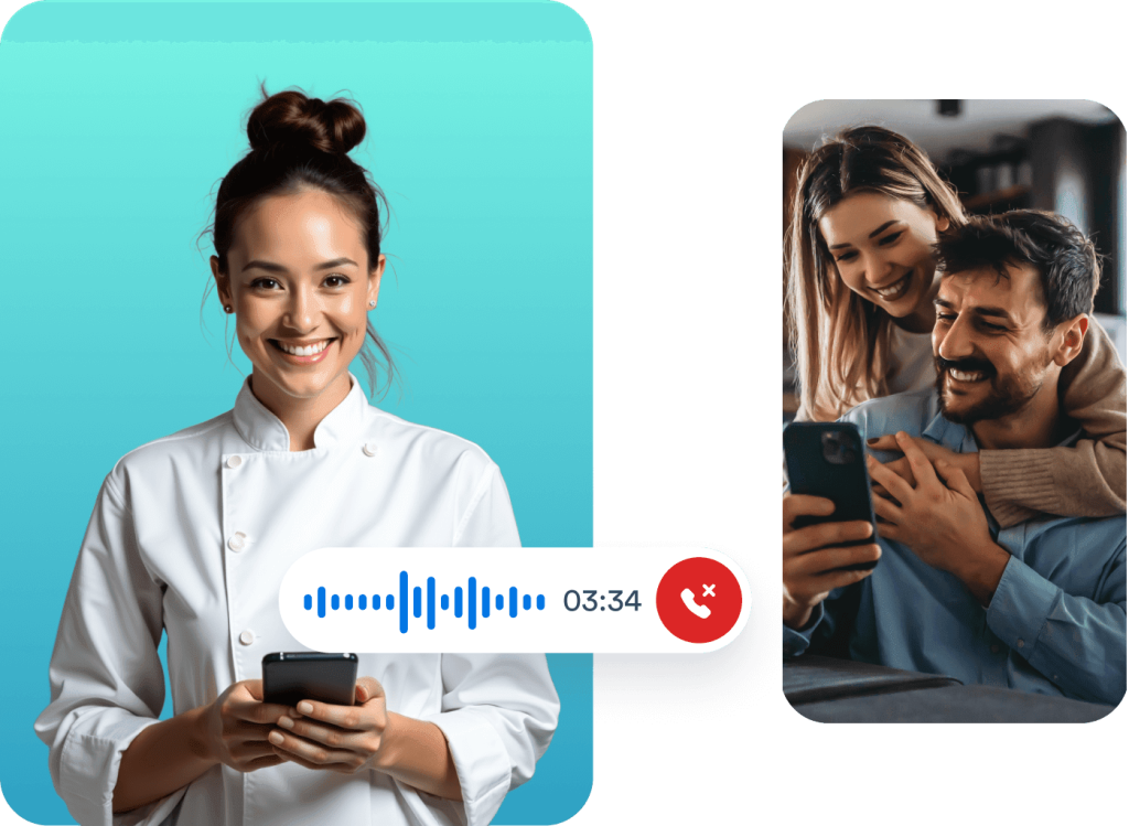 An agent is taking an online order for two people