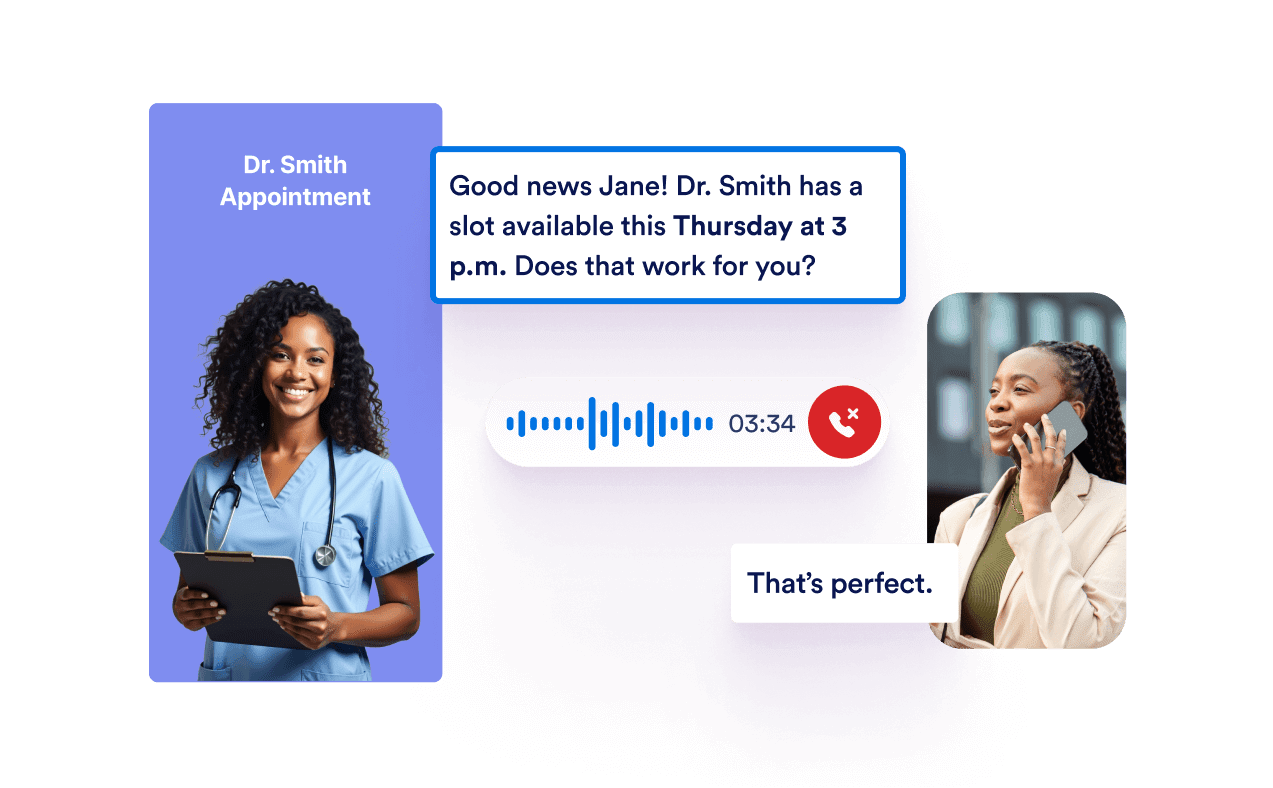 A doctor AI agent asking patient for appointment date