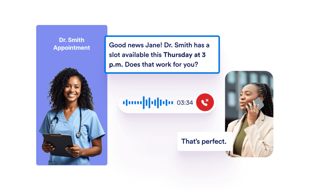 A doctor AI agent asking patient for appointment date