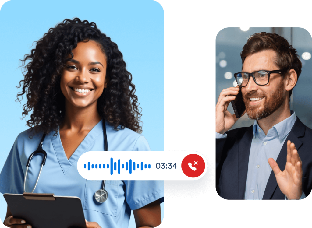 A man talks with an AI Agent on the phone