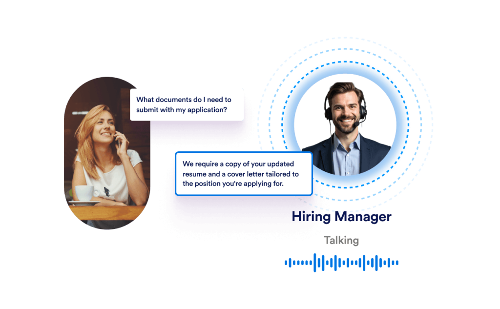 A hiring agent talks to a candidate on the phone