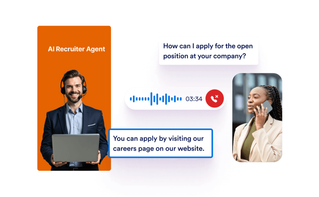 A woman talks on the phone and asks about how can her apply for open position