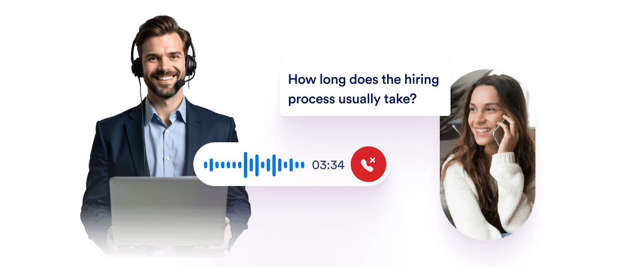 A woman ask question about how long hiring process takes