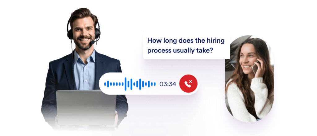 A woman ask question about how long hiring process takes