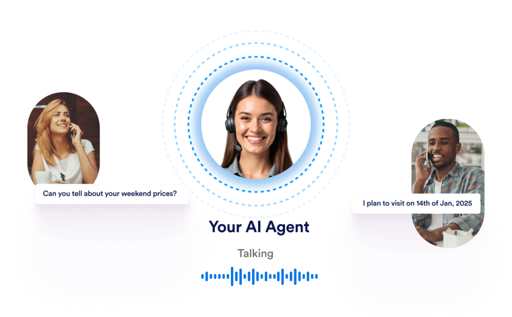 An AI Agent in the middle of 2 people answering questions