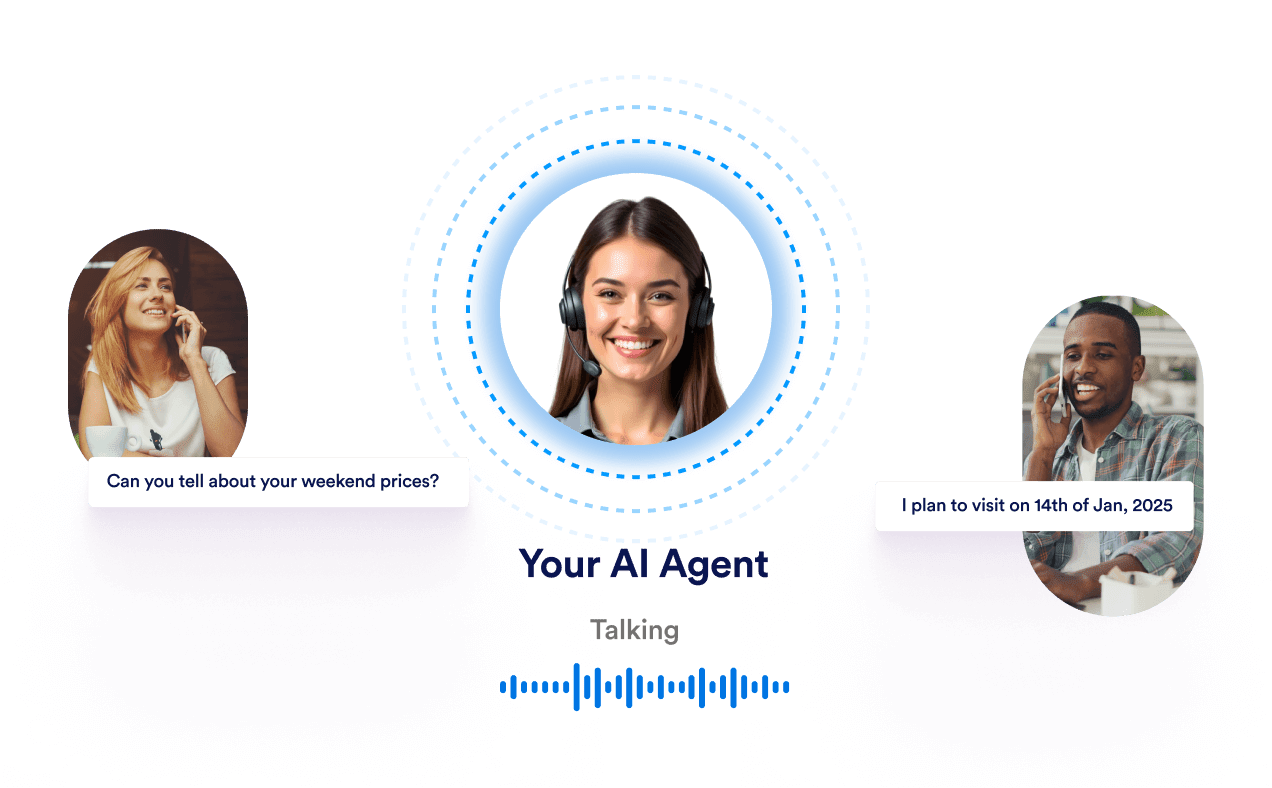 An AI Agent in the middle of 2 people answering questions