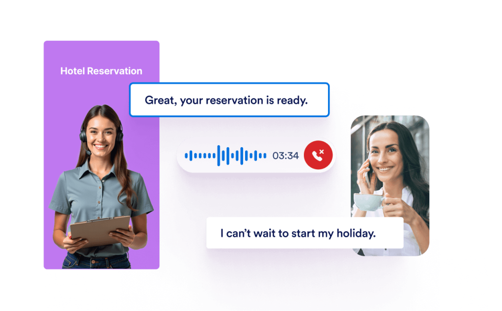 A hotel reservation AI agent responds a customer