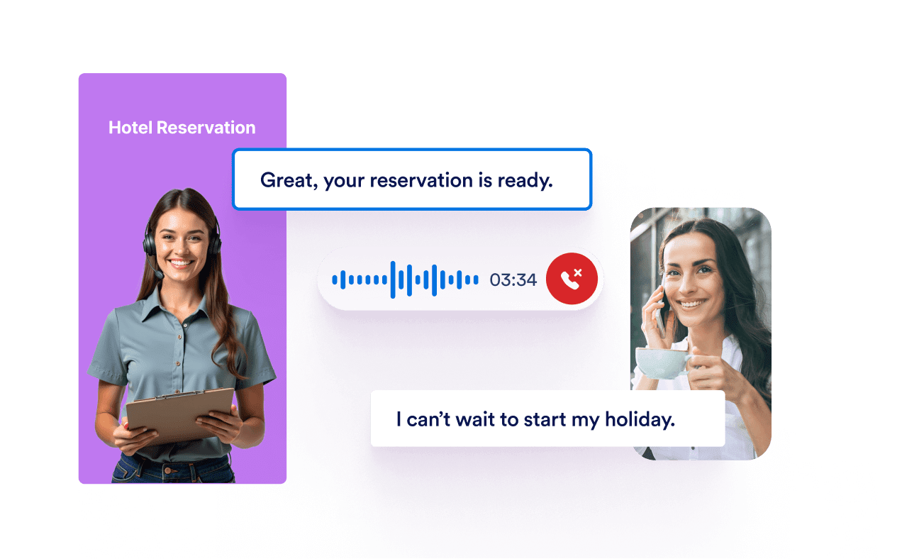 A hotel reservation AI agent responds a customer