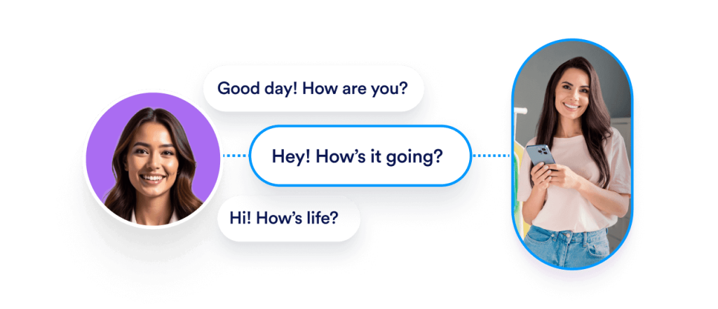 An agent responds with different greeting messages