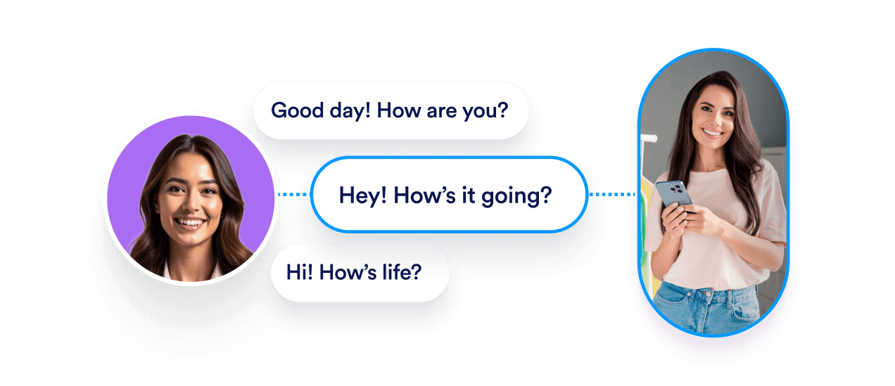 An agent responds with different greeting messages