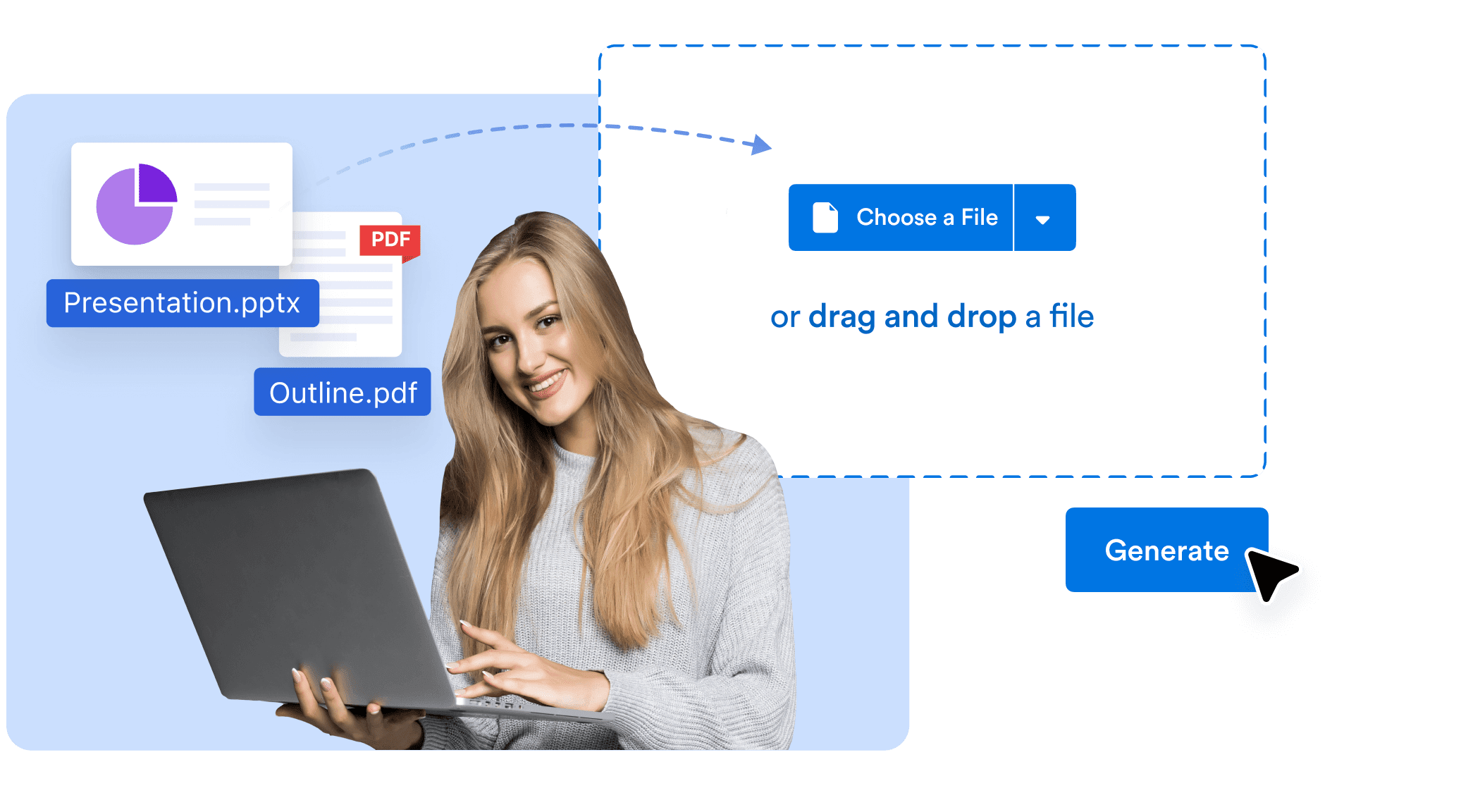 Upload PowerPoint files and generate smart slides