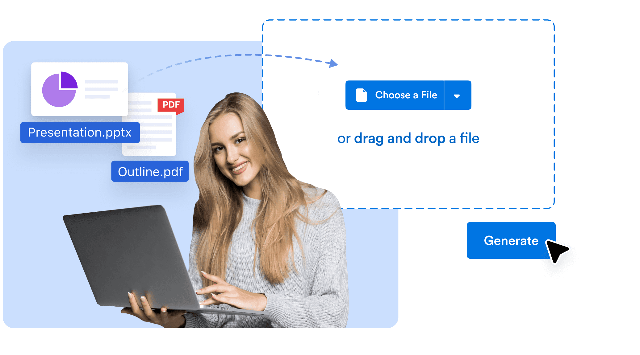 Upload PowerPoint files and generate smart slides