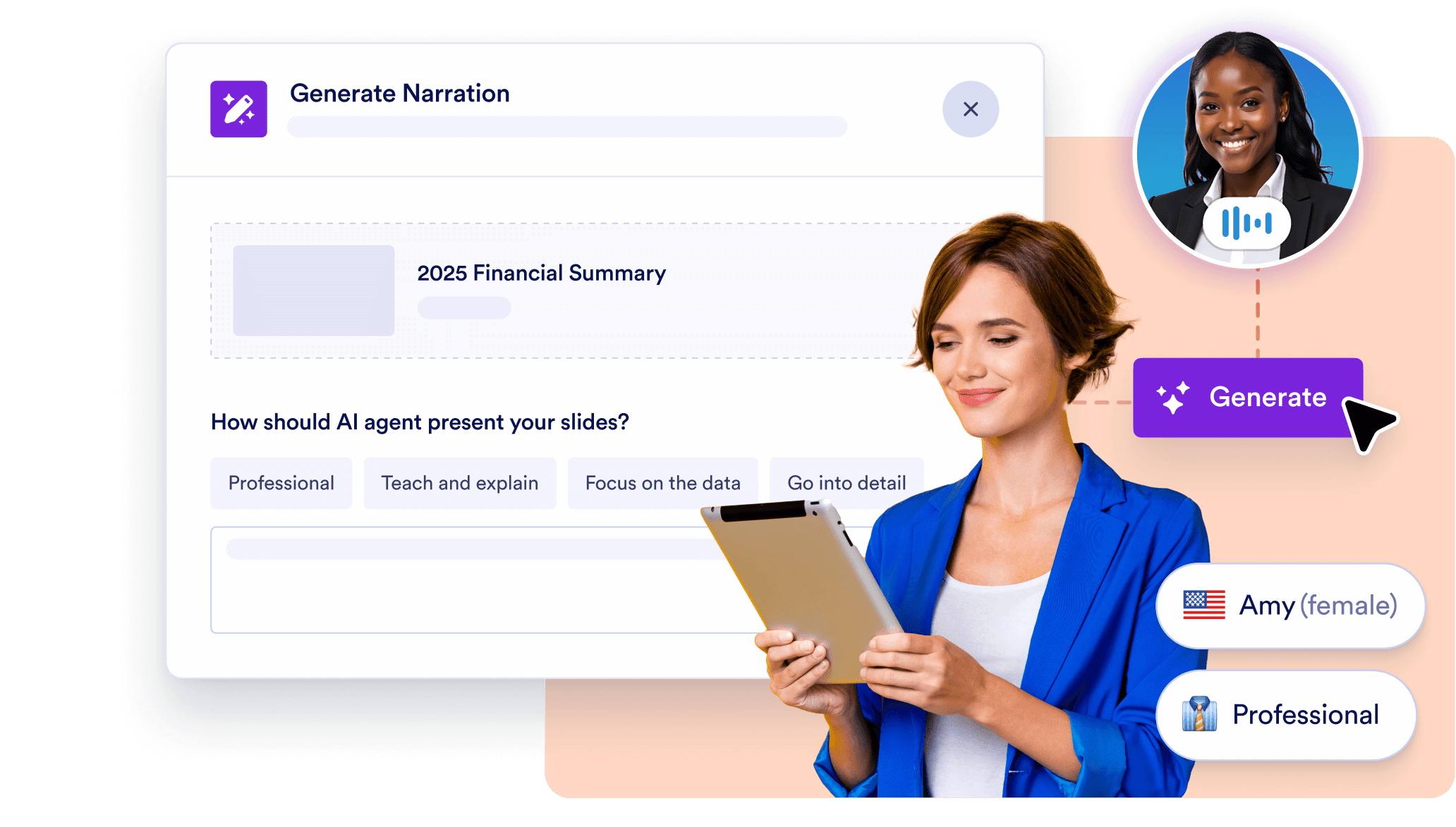 AI narration with full voice control