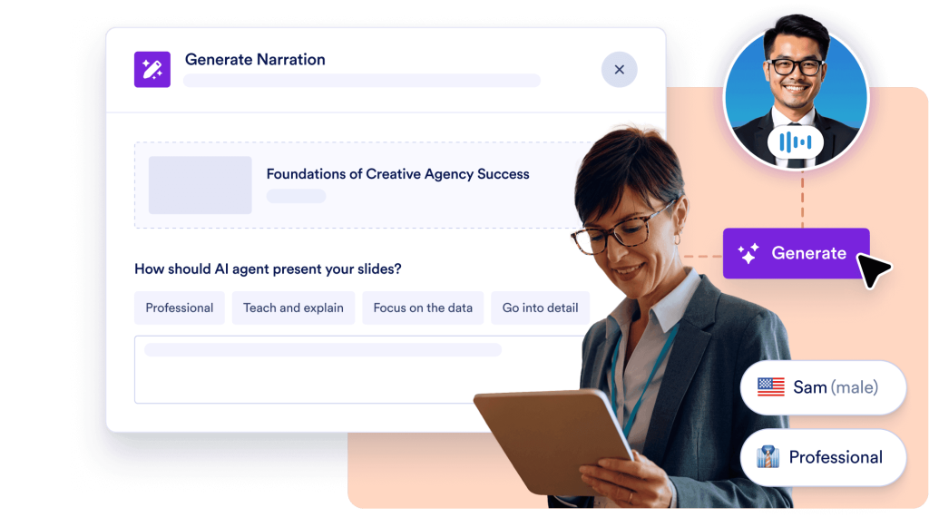 AI-Powered voice narration for every slide