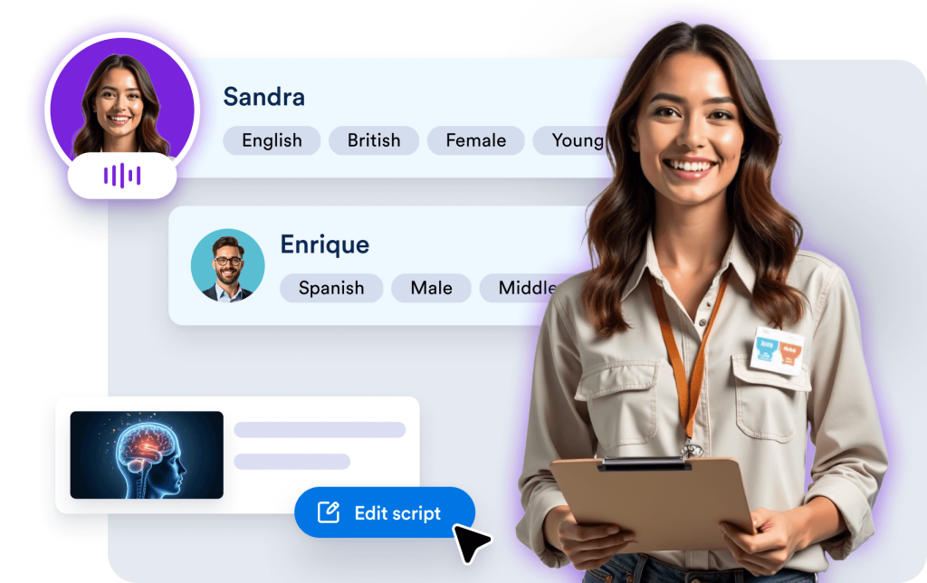 Auto-generated scripts and customizable presenter voices