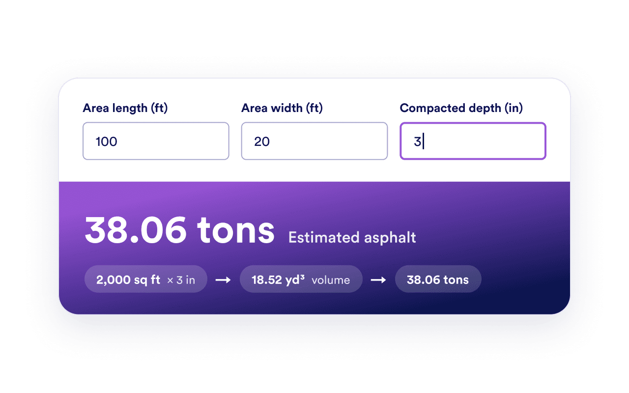Convert paving dimensions into tons