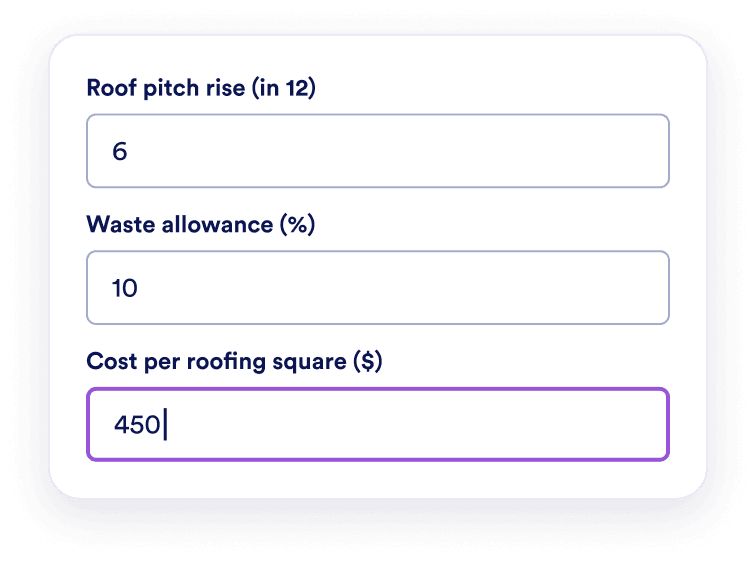 Add pitch, waste, and cost