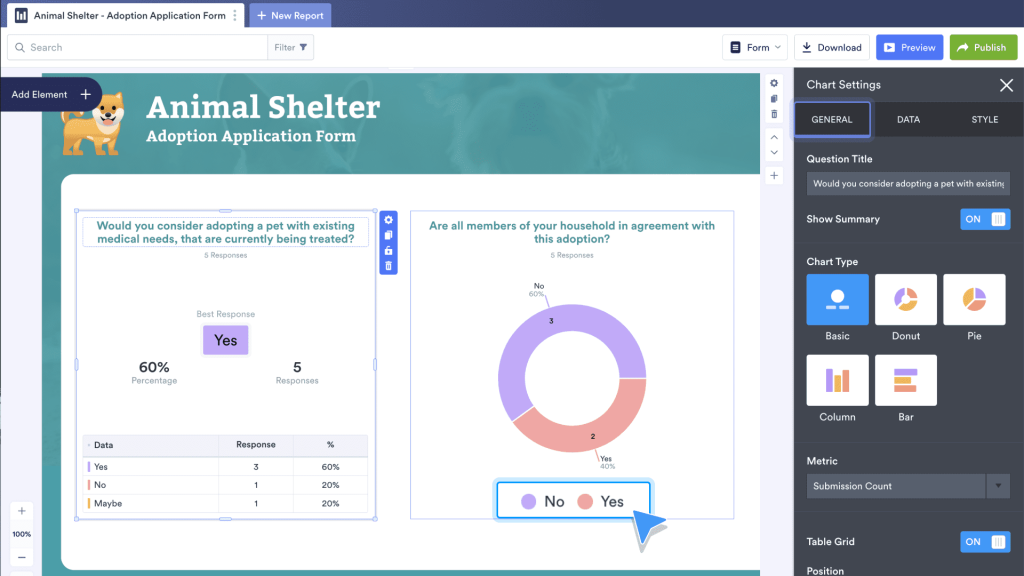 General tab of the Chart Settings