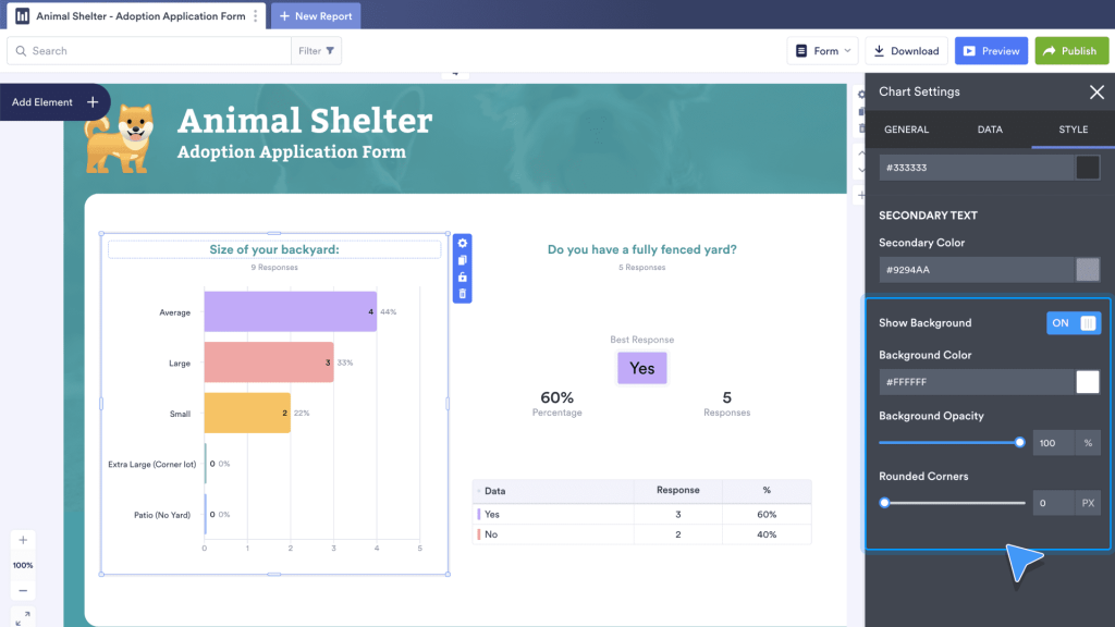 Show Background option