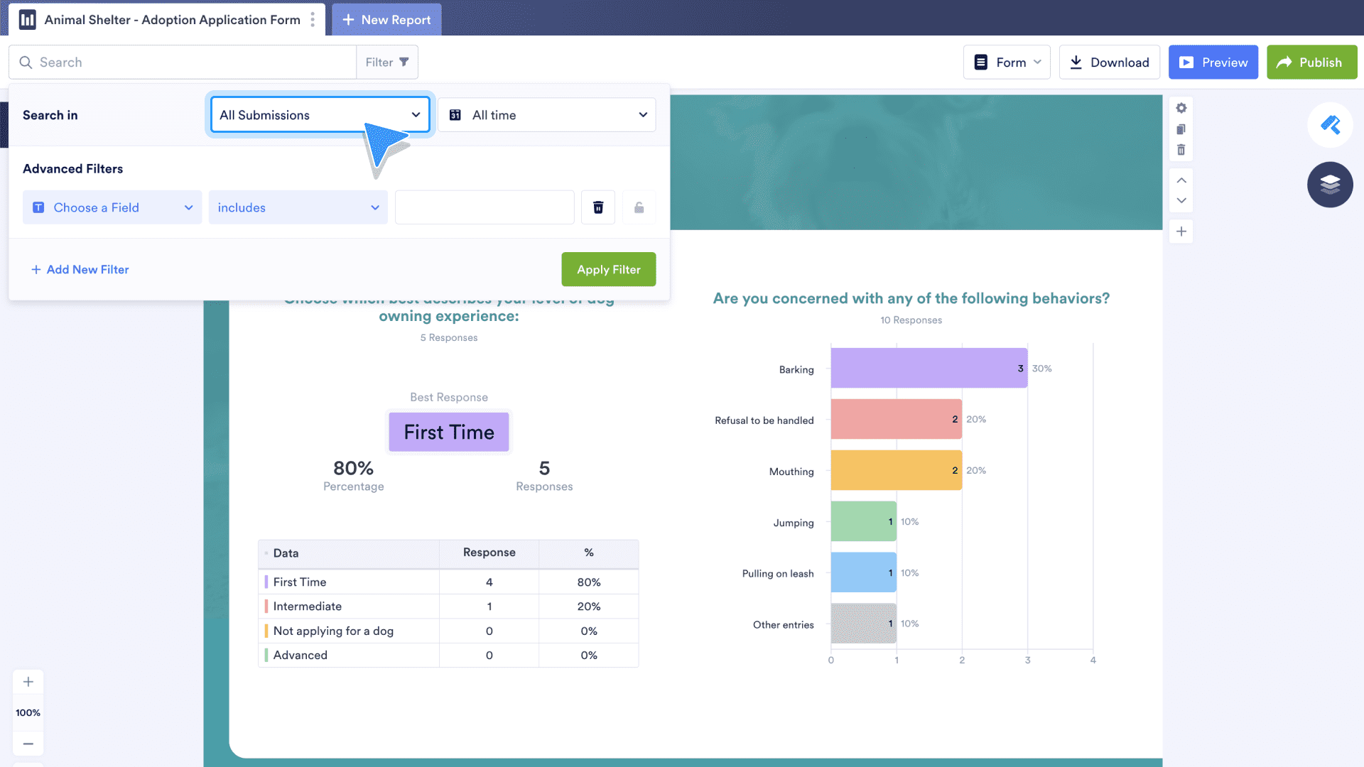 Report Filter feature