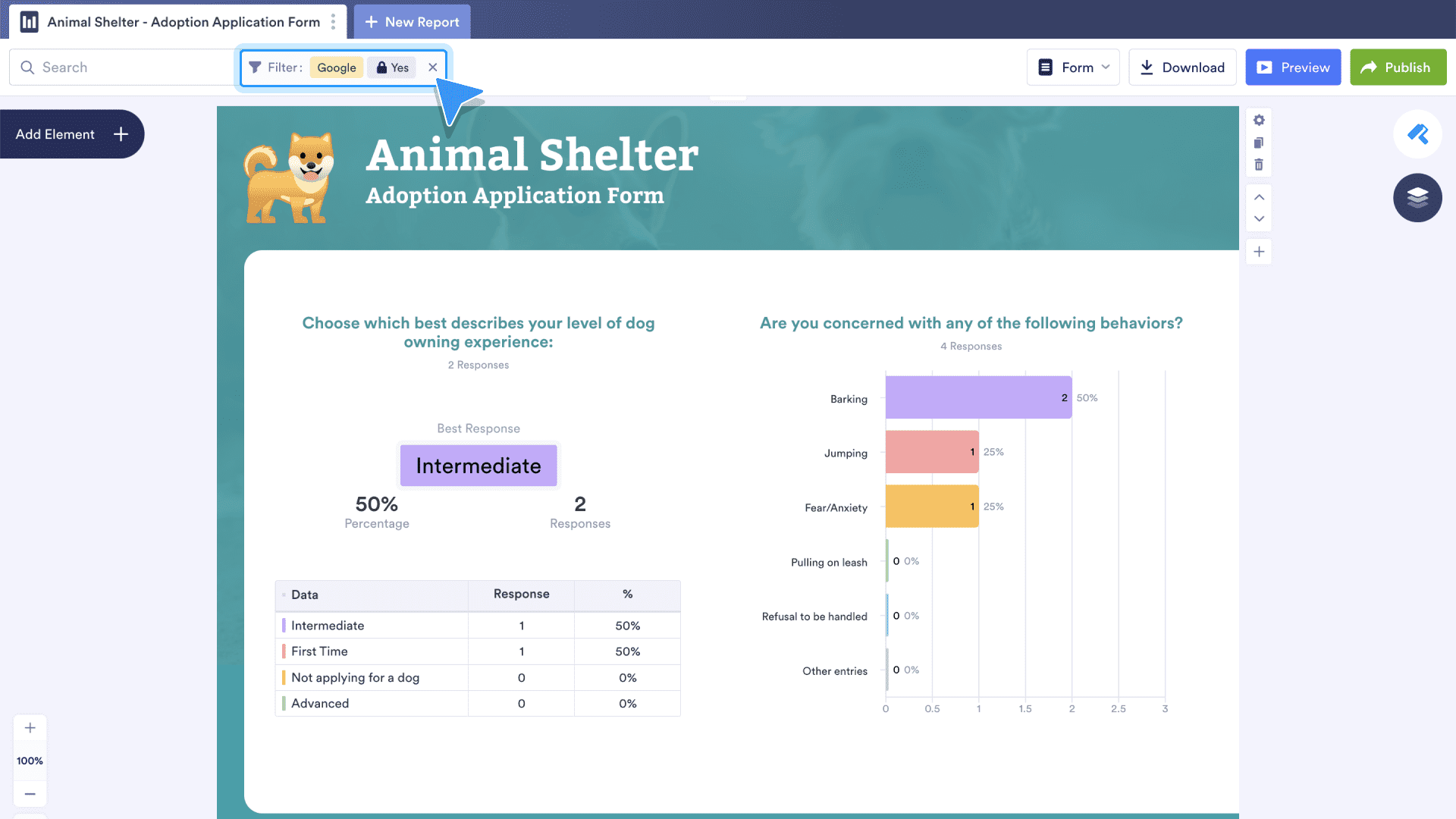 clear all filters without opening the filter menu