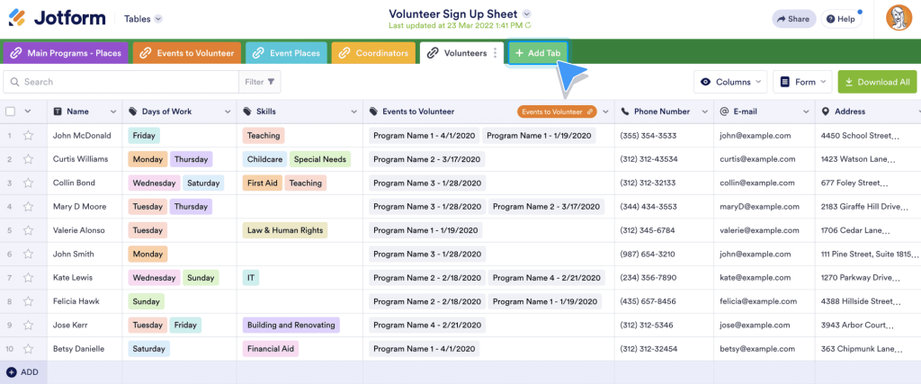 Add a report to Jotform Tables