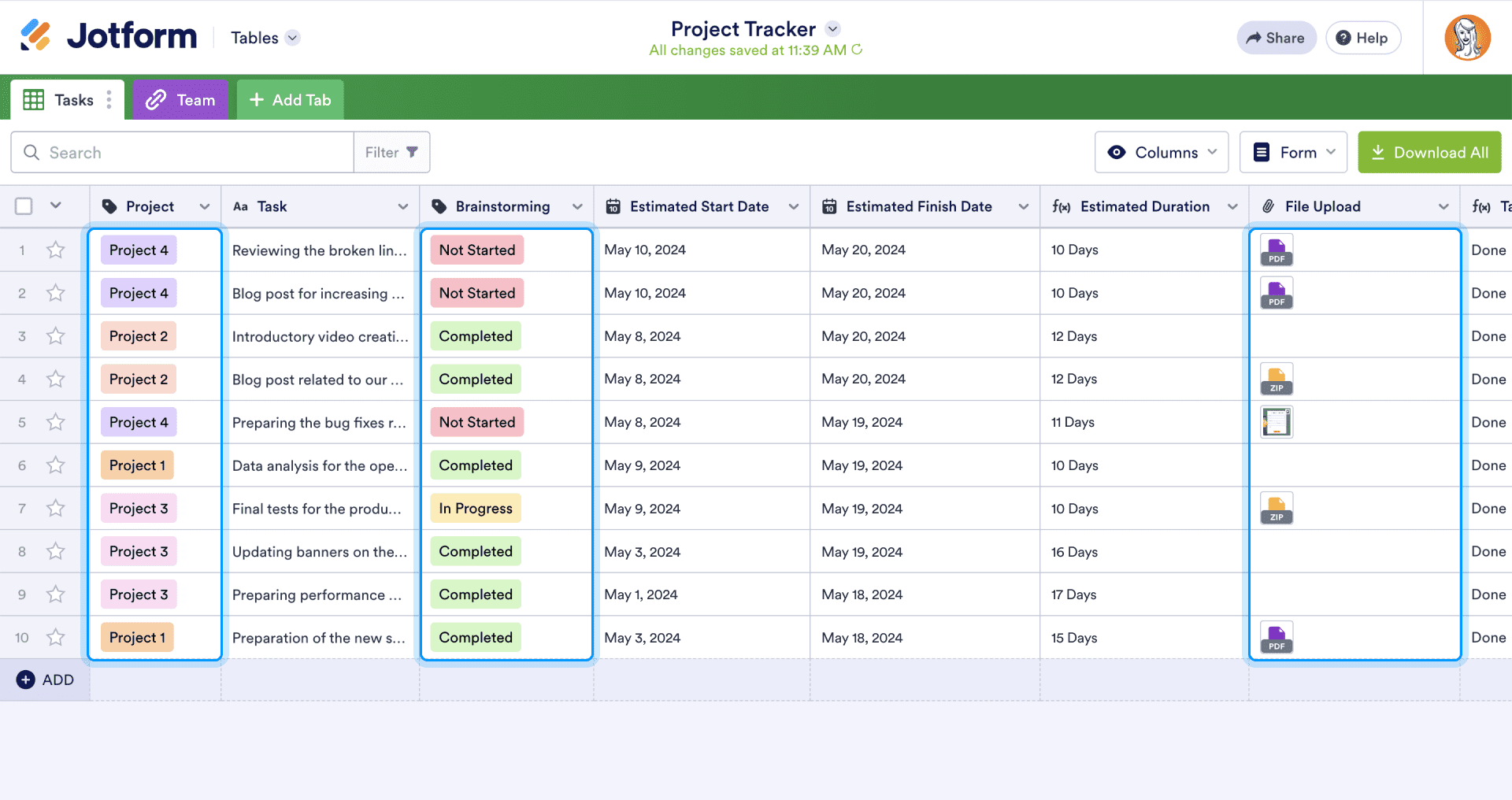 Essential collaboration features for Jotform Tables