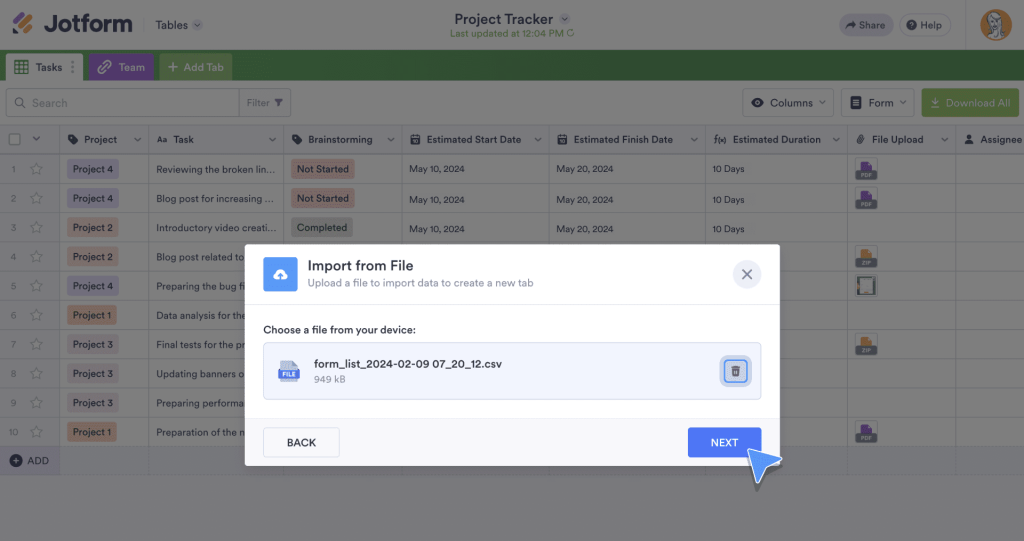 Confirm your file choice
