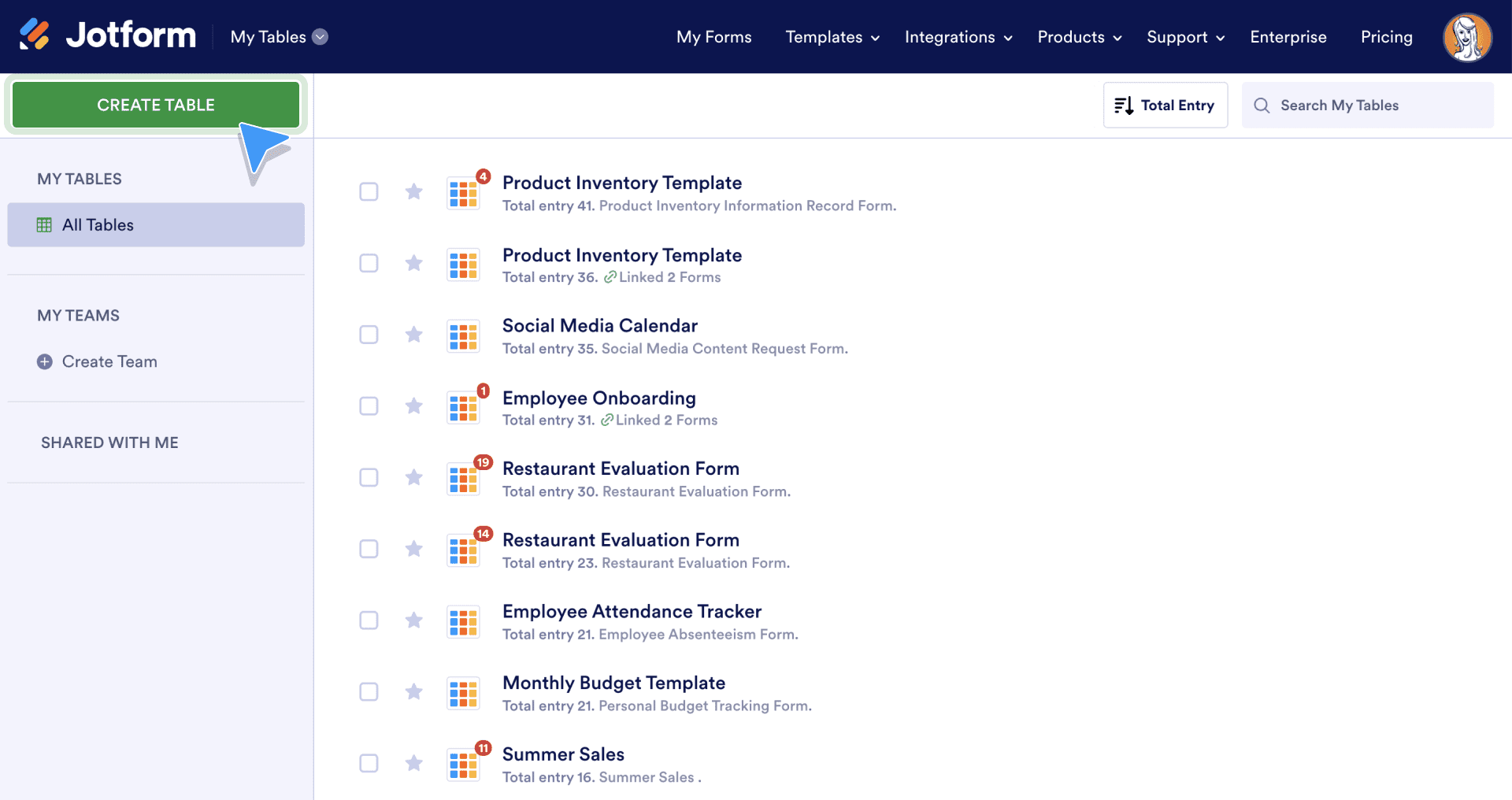 Import Excel or CSV data to Tables