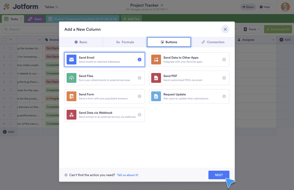 Send Email Action Button