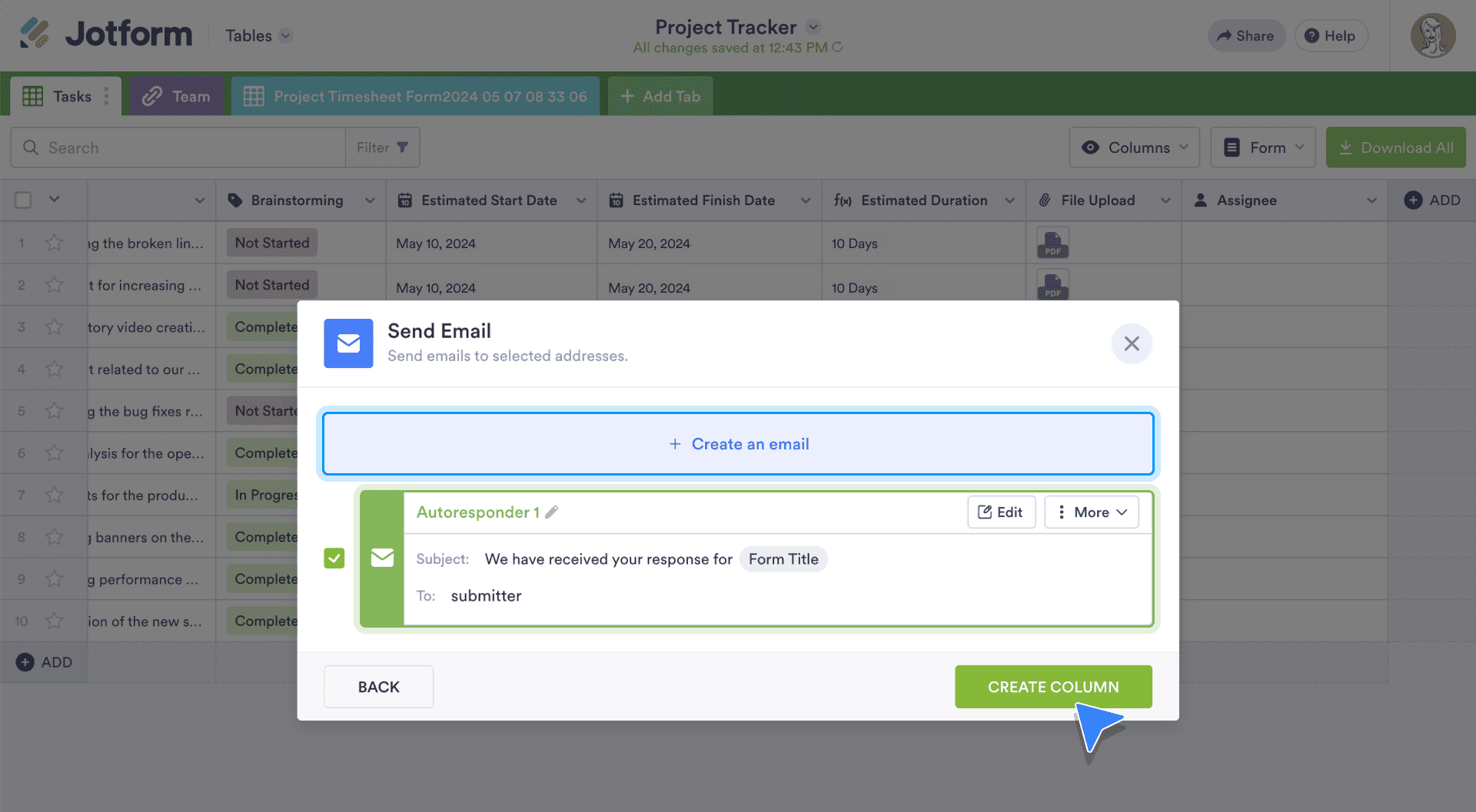 Add an autoresponder or notification email