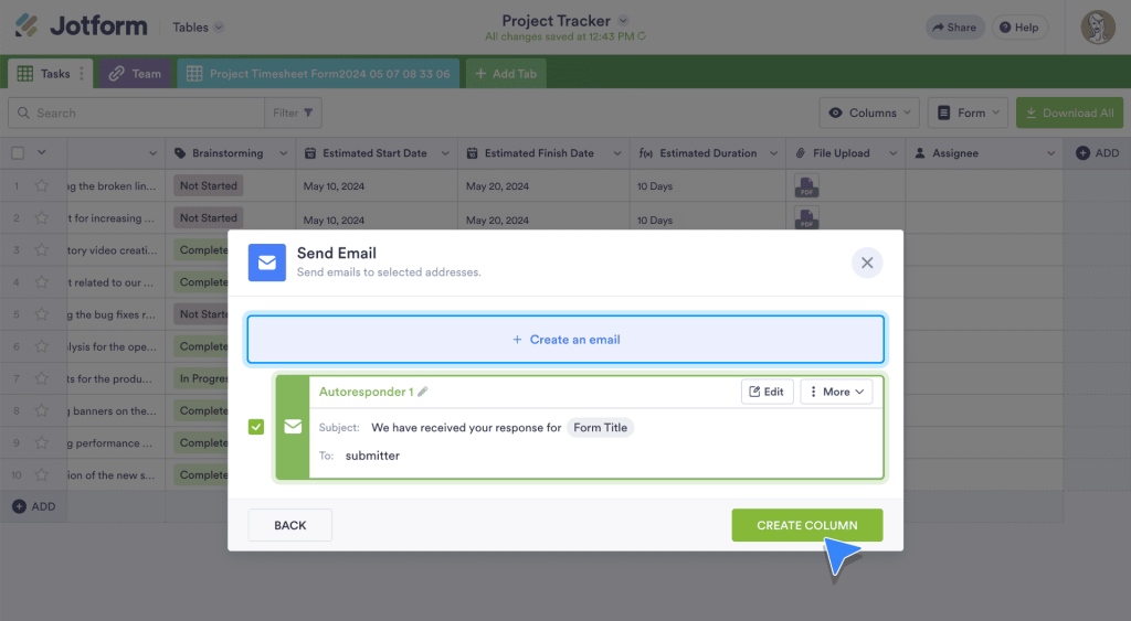 Add an autoresponder or notification email