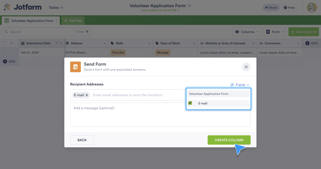 Select how you’d like to send the form