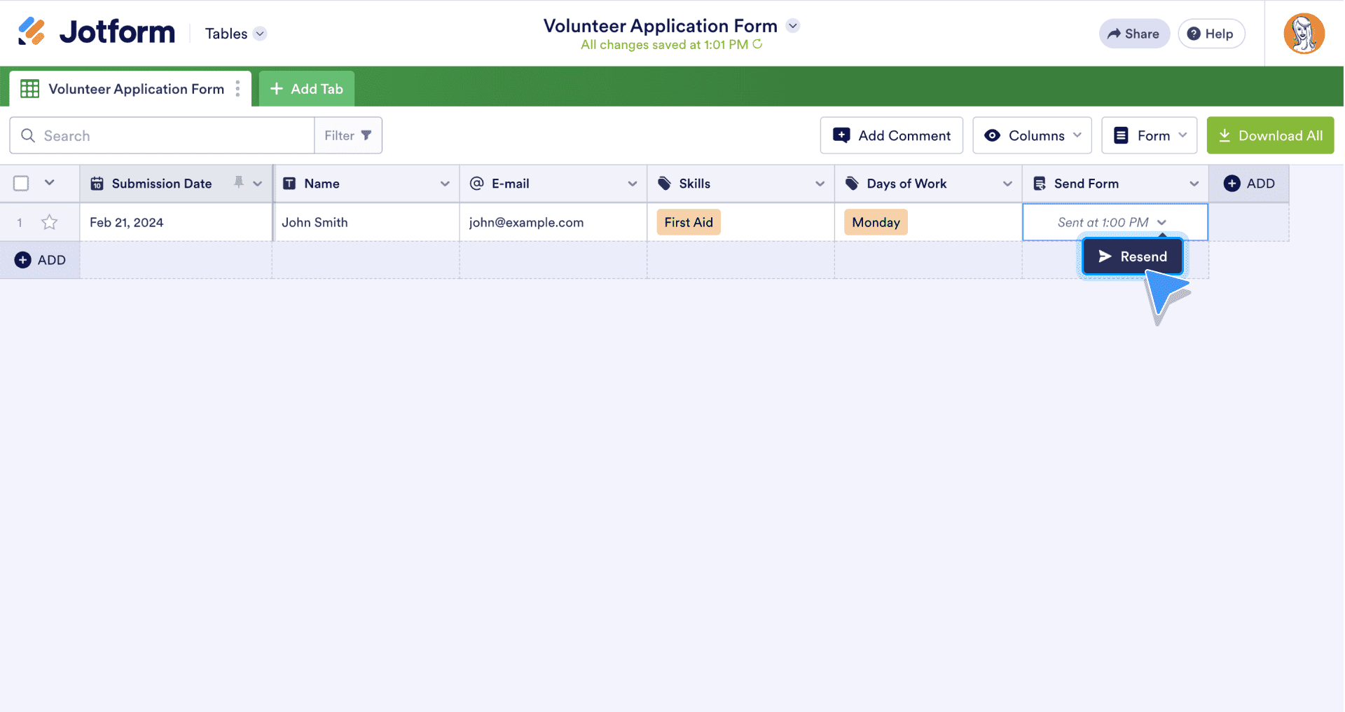 The Send Form Action Button is now operational