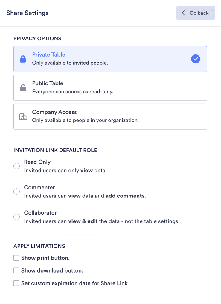 Share Settings