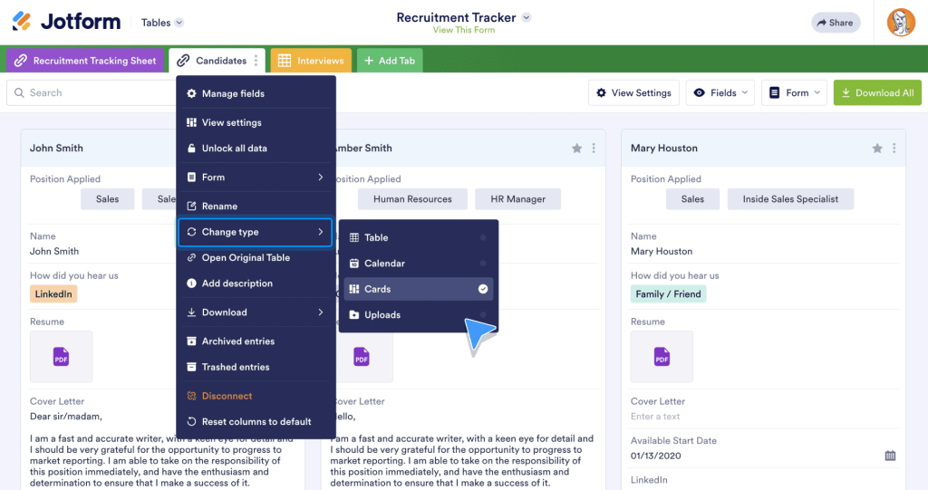 Employee or volunteer recruitment