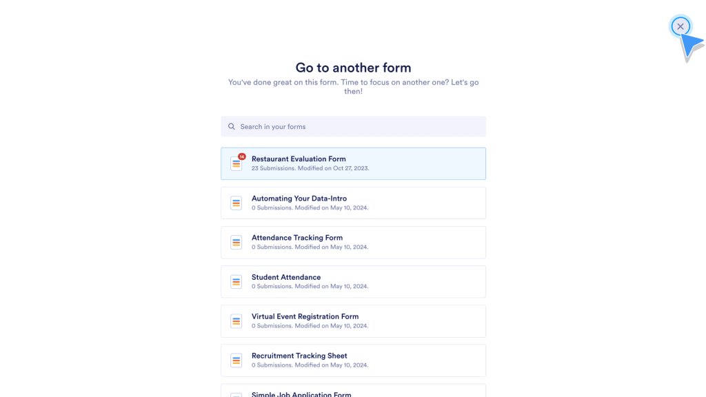 Exit from inbox modal