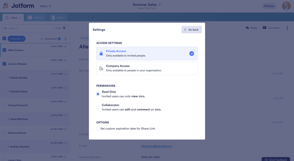control access levels