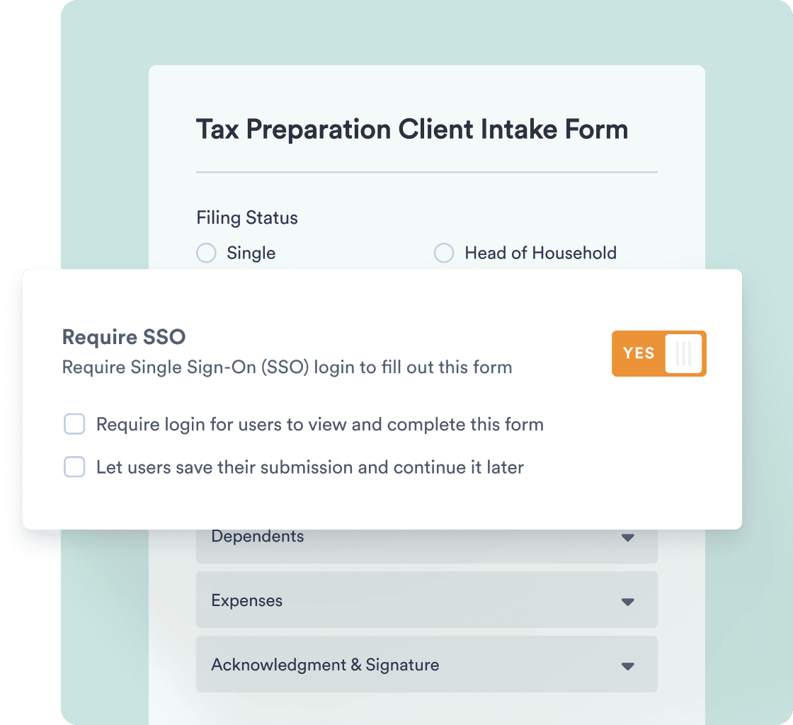 Require SSO login to fill out forms