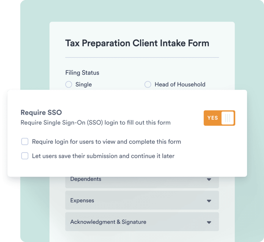 Require SSO login to fill out forms