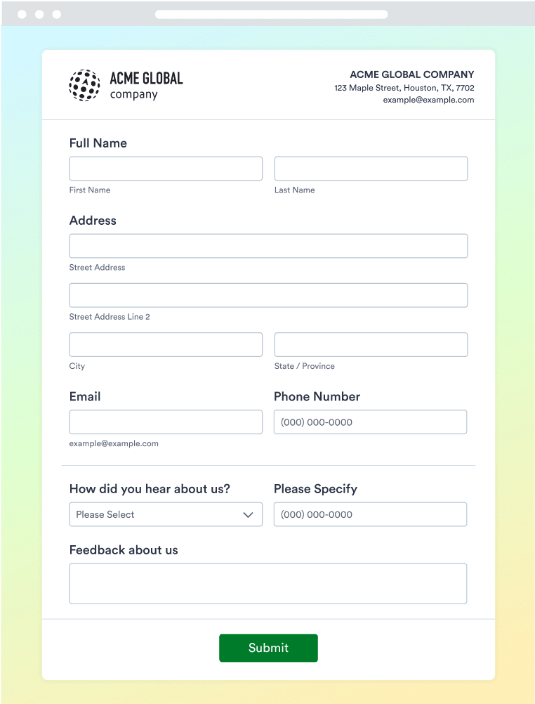 New Customer Registration Form