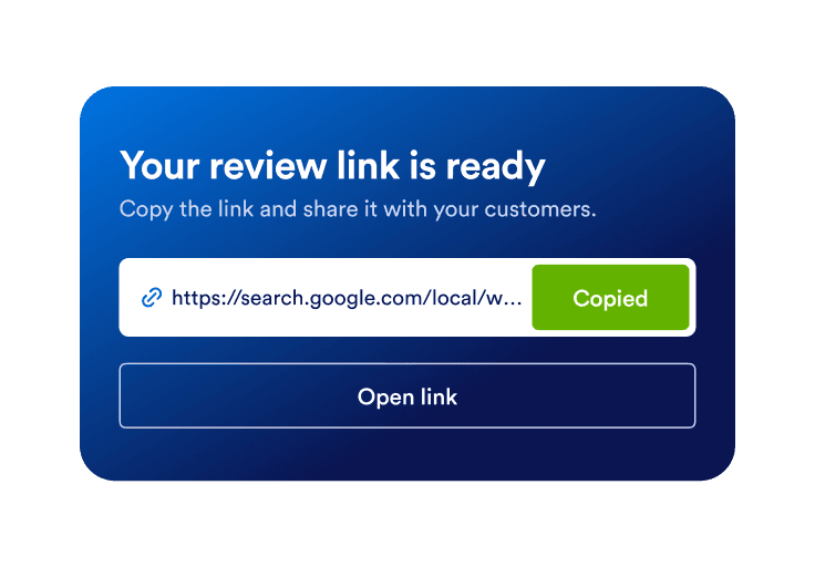Copy a generated Google review link to share across customer channels