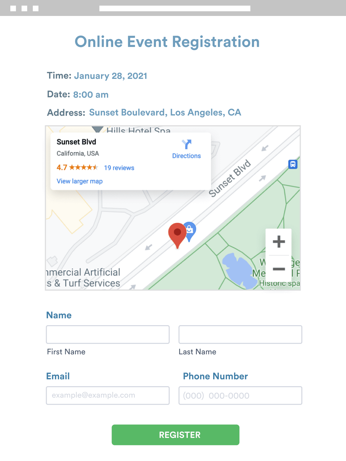 Contact Form with Google Map Image