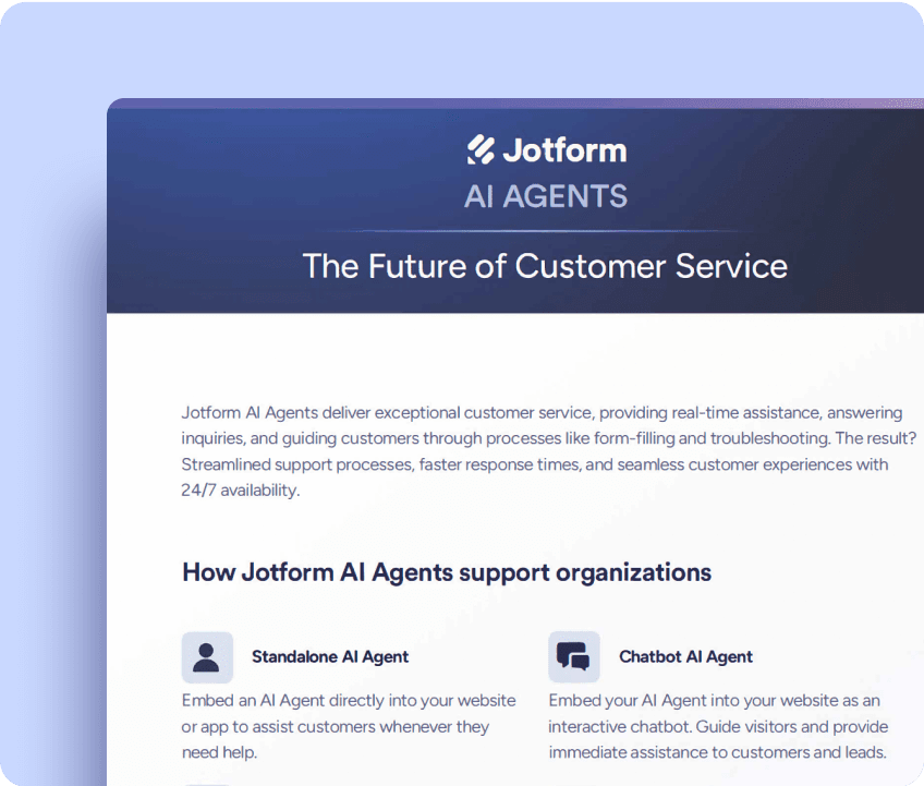 Jotform AI Agents One Pager