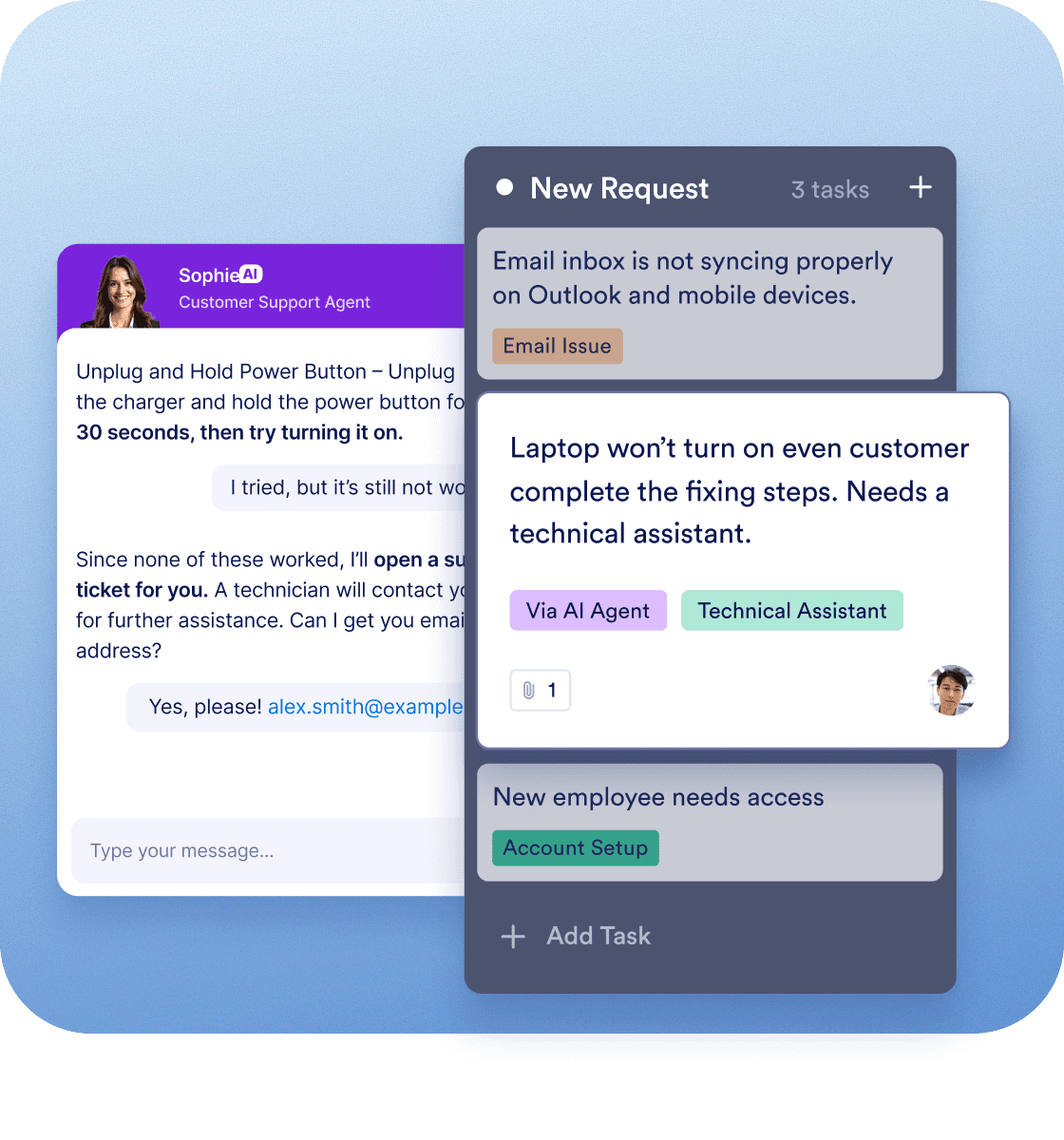Trigger tasks from AI Agent conversations