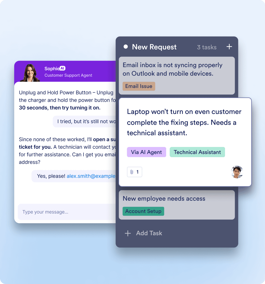 Trigger tasks from AI Agent conversations